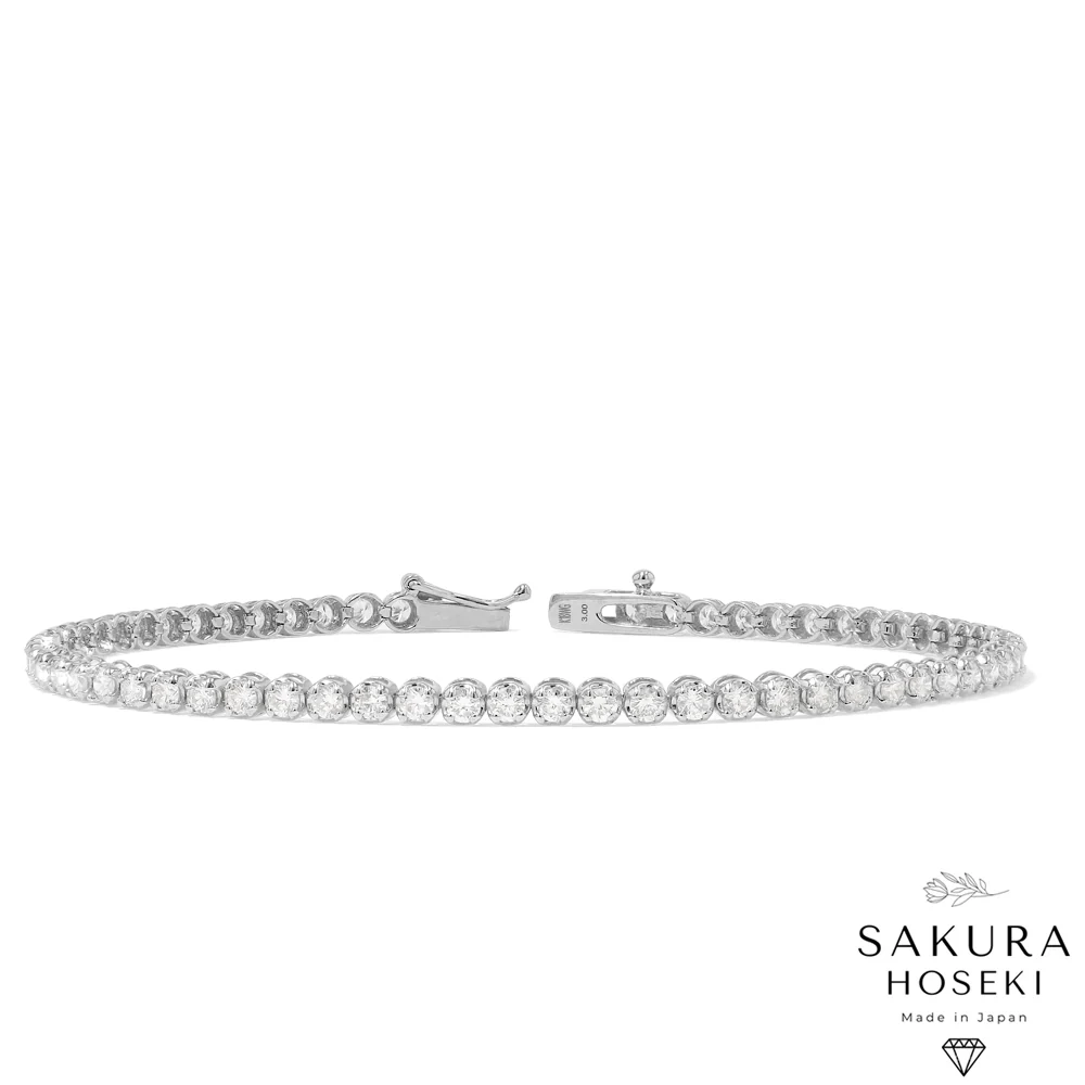 3ct Tennis Bracelet White Gold (Box Clasp) - Image 3