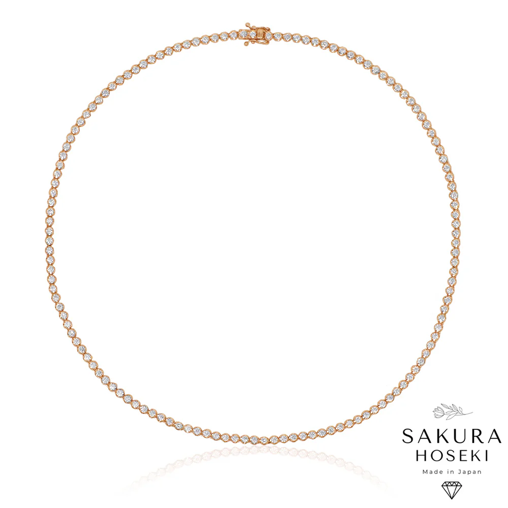 5ct Tennis Necklace Rose Gold - Image 3