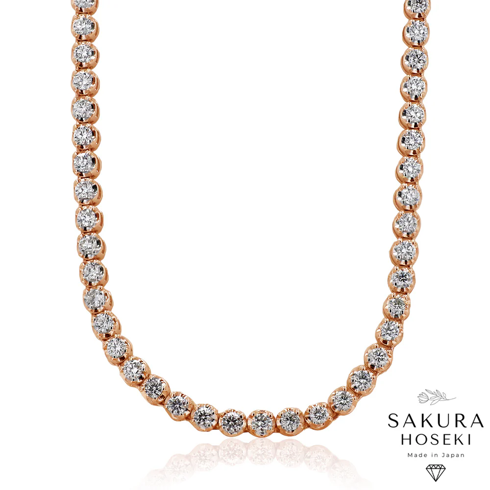 5ct Tennis Necklace Rose Gold - Image 5