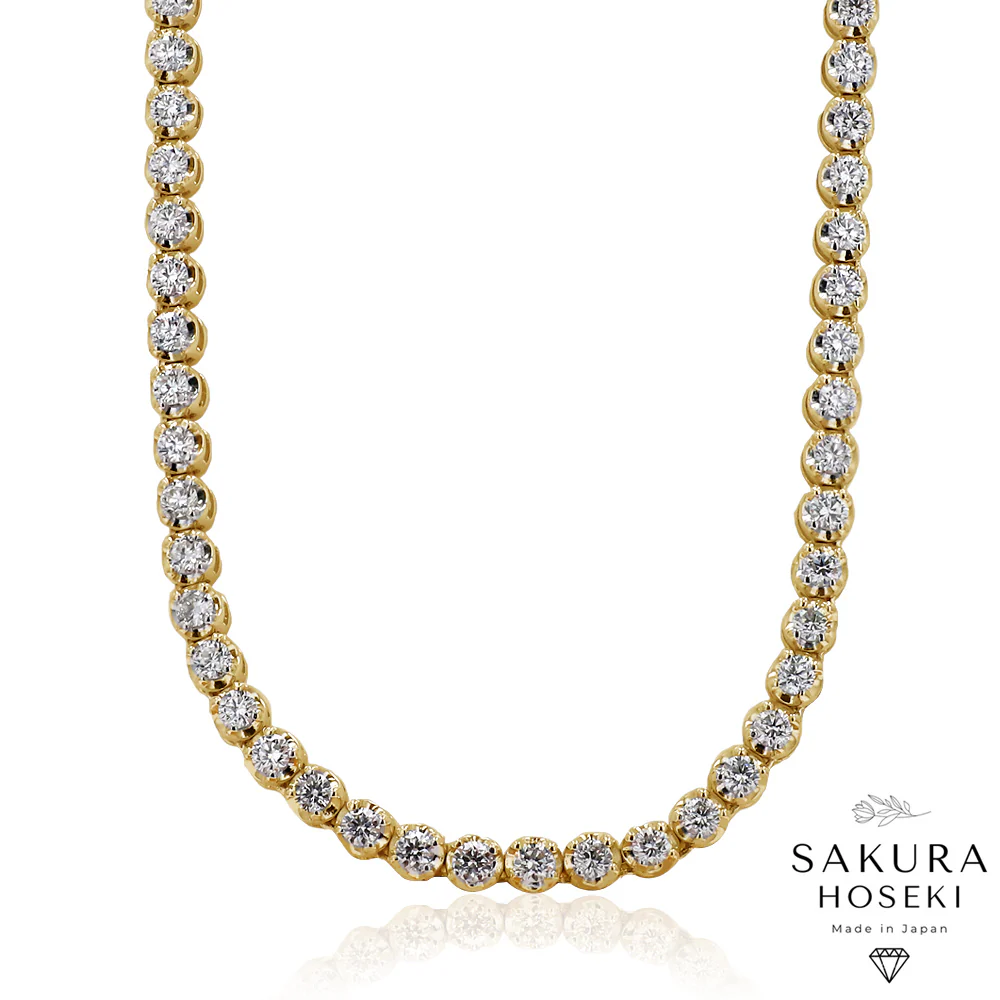 5ct Tennis Necklace Yellow Gold - Image 5